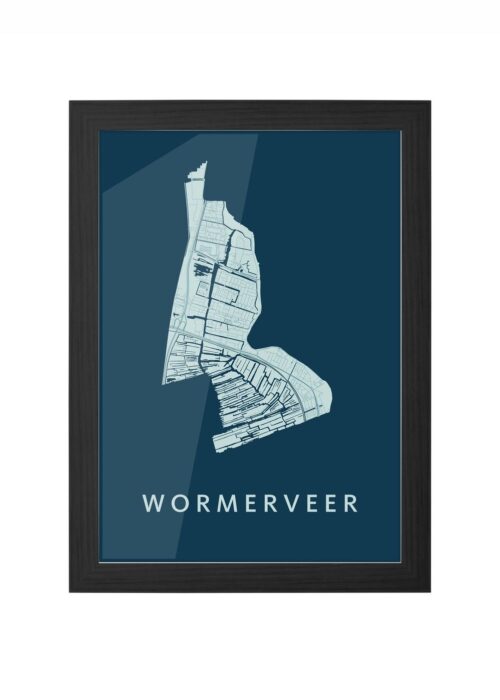 wormerveer stadskaart poster ingelijst in zwarte lijst