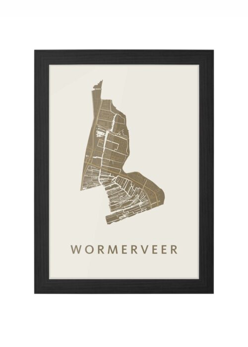 wormerveer stadskaart poster ingelijst in zwarte lijst