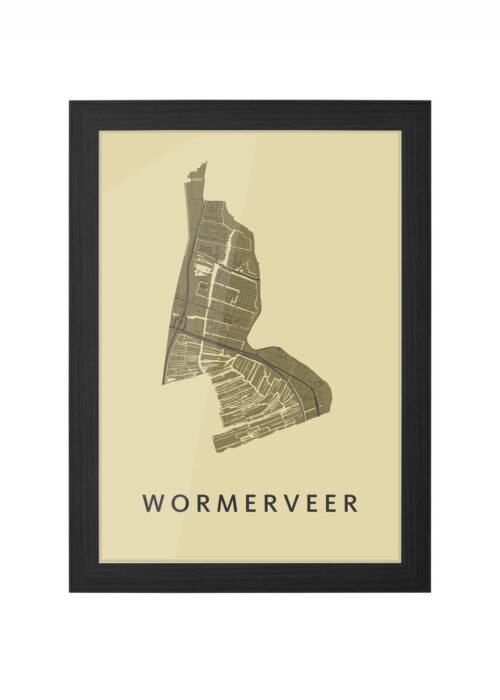 wormerveer stadskaart poster ingelijst in zwarte lijst