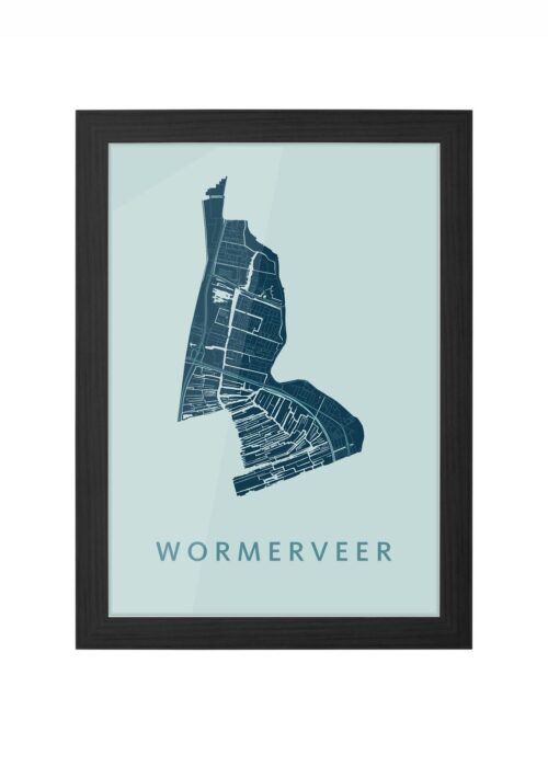 wormerveer stadskaart poster ingelijst in zwarte lijst