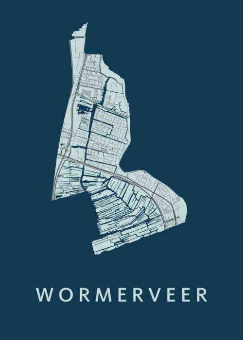 Wormerveer Stadskaart poster Navy