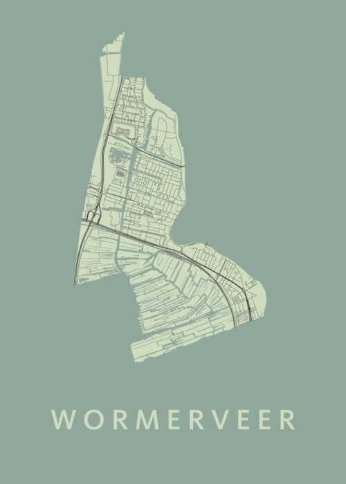 Wormerveer Stadskaart poster Olive