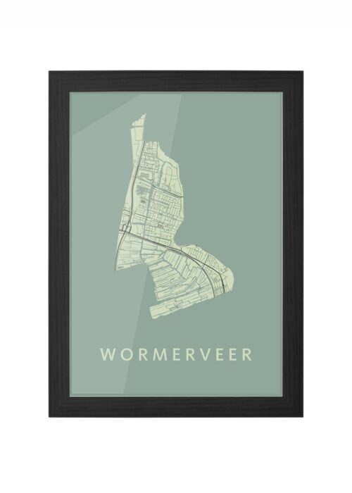 wormerveer stadskaart poster ingelijst in zwarte lijst
