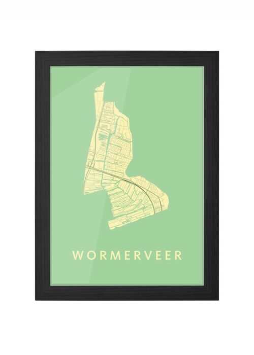 wormerveer stadskaart poster ingelijst in zwarte lijst