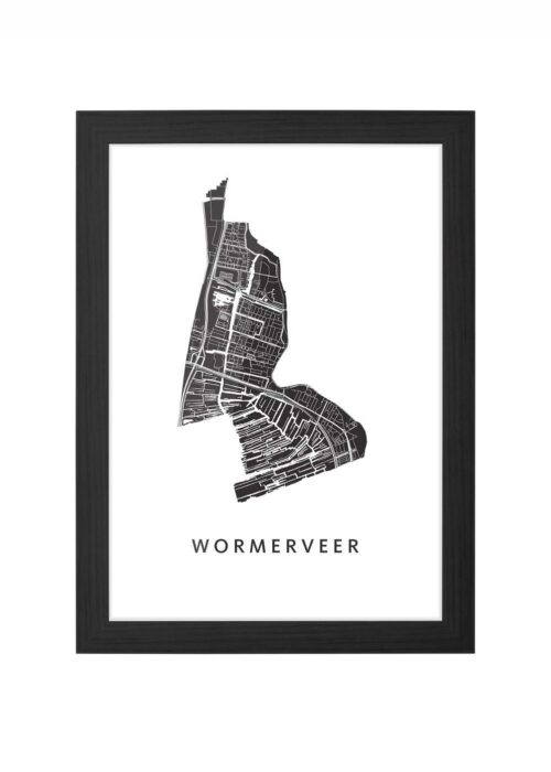 wormerveer stadskaart poster ingelijst in zwarte lijst