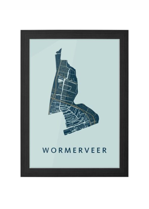 wormerveer stadskaart poster ingelijst in zwarte lijst