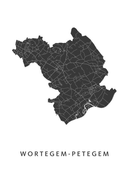 Wortegem-Petegem Kaart Poster