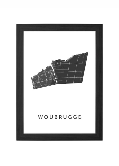 woubrugge kaart poster ingelijst in zwarte lijst