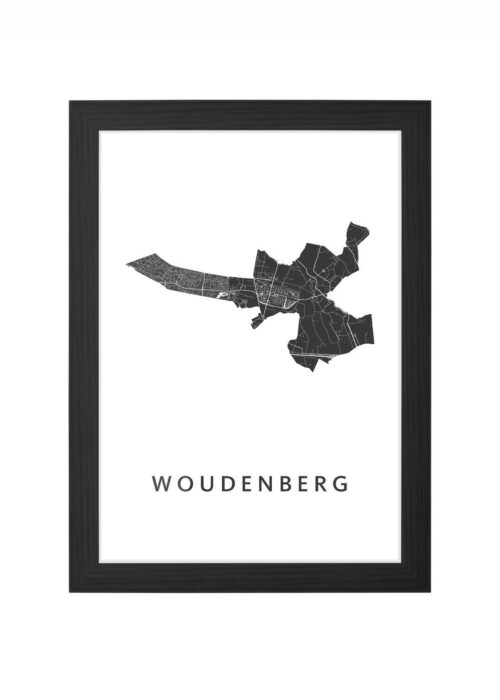 woudenberg kaart poster ingelijst in zwarte lijst