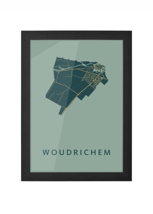 woudrichem stadskaart poster ingelijst in zwarte lijst