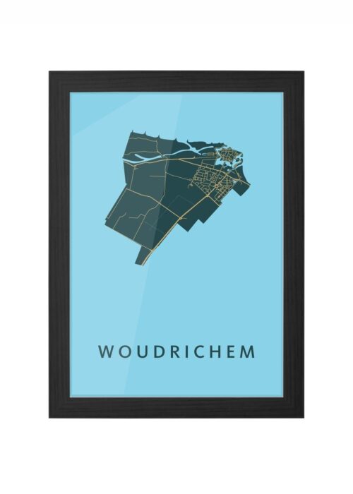woudrichem stadskaart poster ingelijst in zwarte lijst