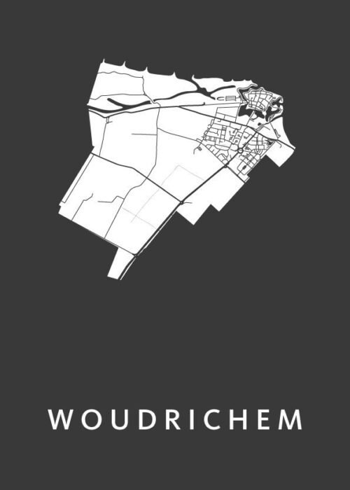 Woudrichem Stadskaart - Black poster