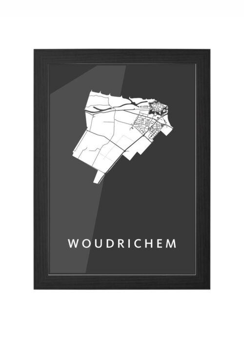 woudrichem stadskaart poster ingelijst in zwarte lijst