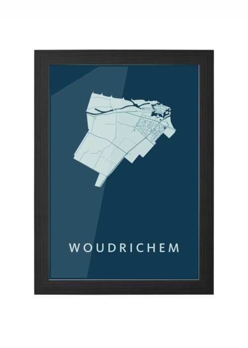woudrichem stadskaart poster ingelijst in zwarte lijst