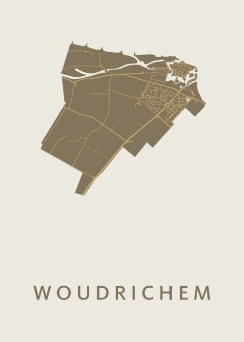 Woudrichem Stadskaart - Gold poster