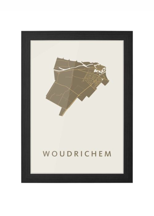 woudrichem stadskaart poster ingelijst in zwarte lijst