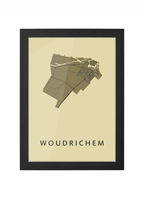 woudrichem stadskaart poster ingelijst in zwarte lijst