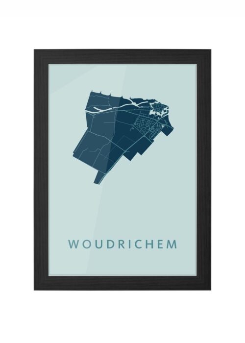 woudrichem stadskaart poster ingelijst in zwarte lijst