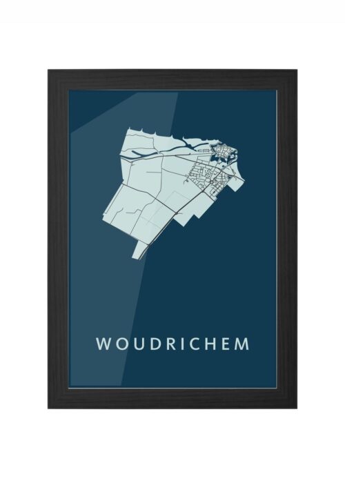 woudrichem stadskaart poster ingelijst in zwarte lijst