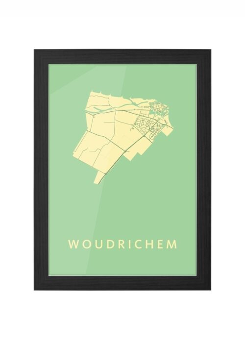woudrichem stadskaart poster ingelijst in zwarte lijst