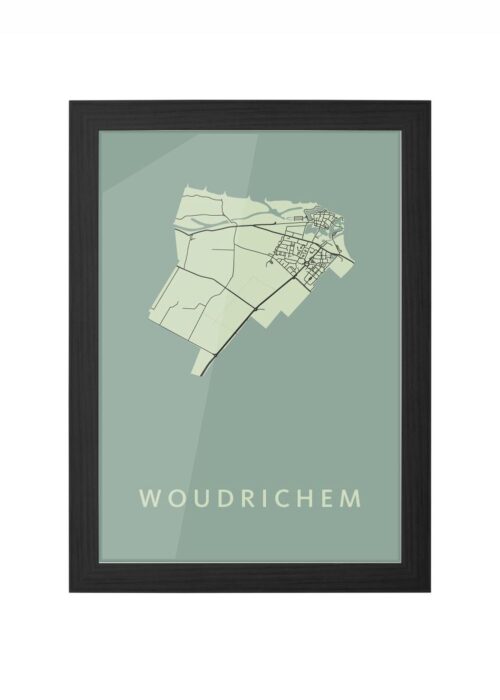 woudrichem stadskaart poster ingelijst in zwarte lijst