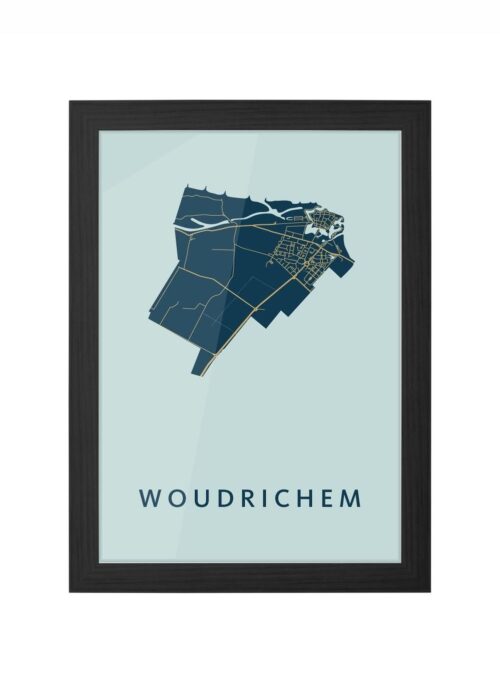woudrichem stadskaart poster ingelijst in zwarte lijst