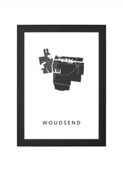 woudsend kaart poster ingelijst in zwarte lijst
