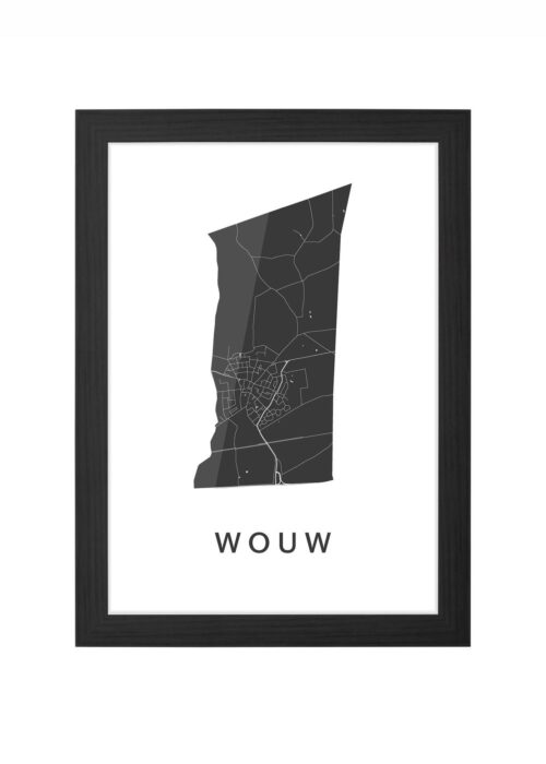 wouw kaart poster ingelijst in zwarte lijst