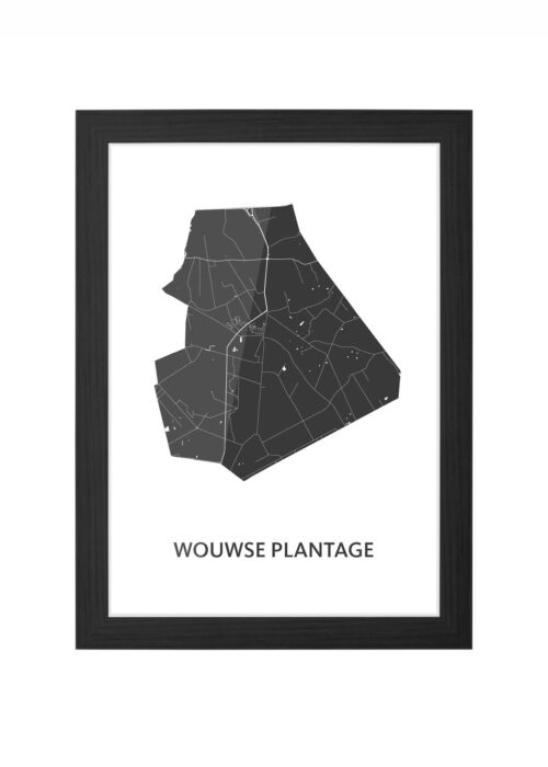 wouwse plantage stadskaart poster ingelijst in zwarte lijst