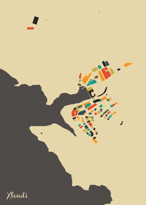 Xlendi Mozaïek Stadskaart poster