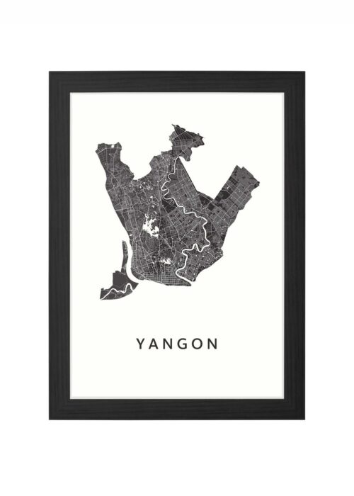 Yangon Ingelijst in Zwart lijst Kopen | Kunst in Kaart