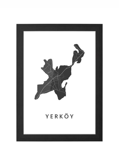 yerköy kaart poster ingelijst in zwarte lijst