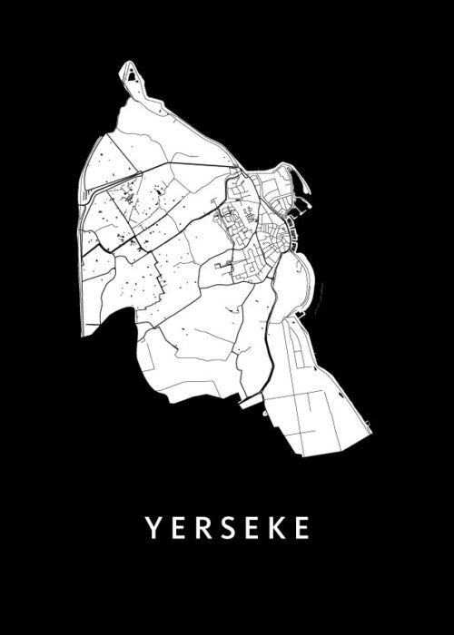 Yerseke Stadskaart poster Black