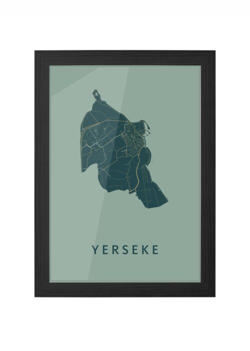 yerseke stadskaart poster ingelijst in zwarte lijst