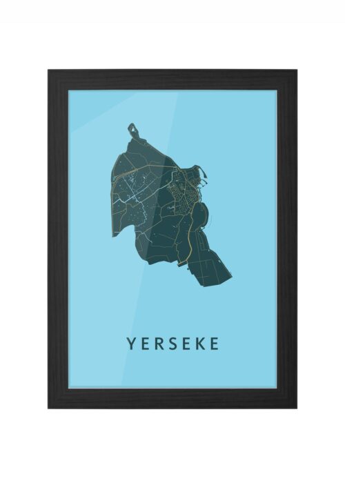 yerseke stadskaart poster ingelijst in zwarte lijst