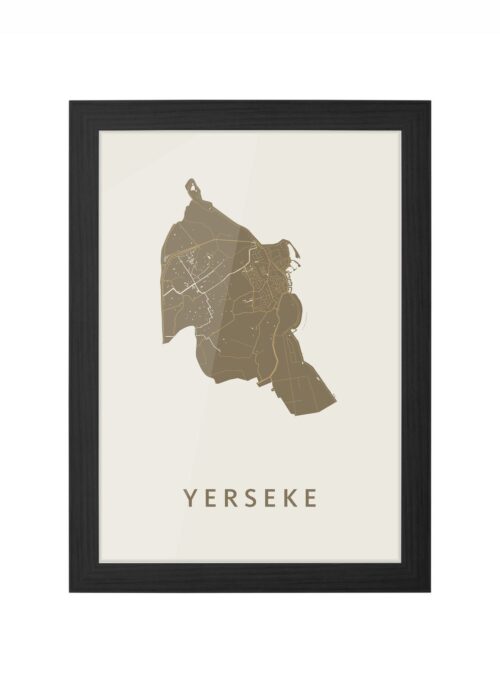 yerseke stadskaart poster ingelijst in zwarte lijst