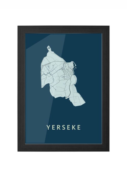 yerseke stadskaart poster ingelijst in zwarte lijst