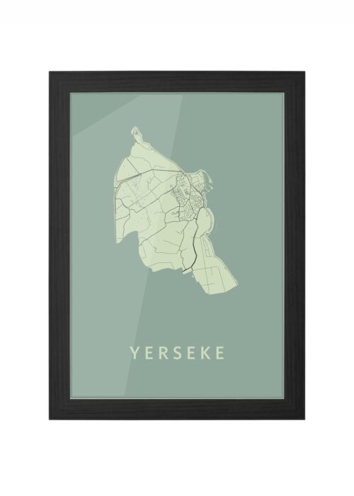 yerseke stadskaart poster ingelijst in zwarte lijst