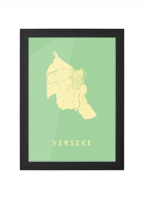 yerseke stadskaart poster ingelijst in zwarte lijst