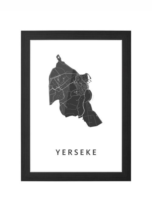 yerseke stadskaart poster ingelijst in zwarte lijst