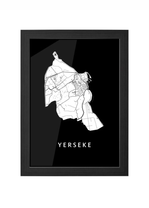 yerseke stadskaart poster ingelijst in zwarte lijst