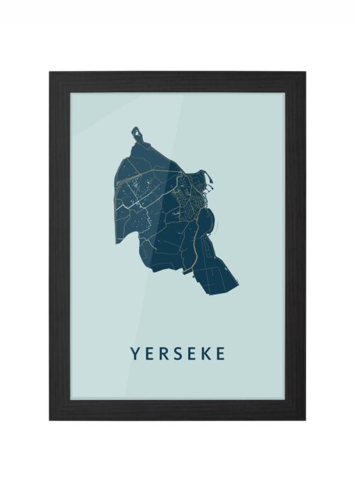 yerseke stadskaart poster ingelijst in zwarte lijst