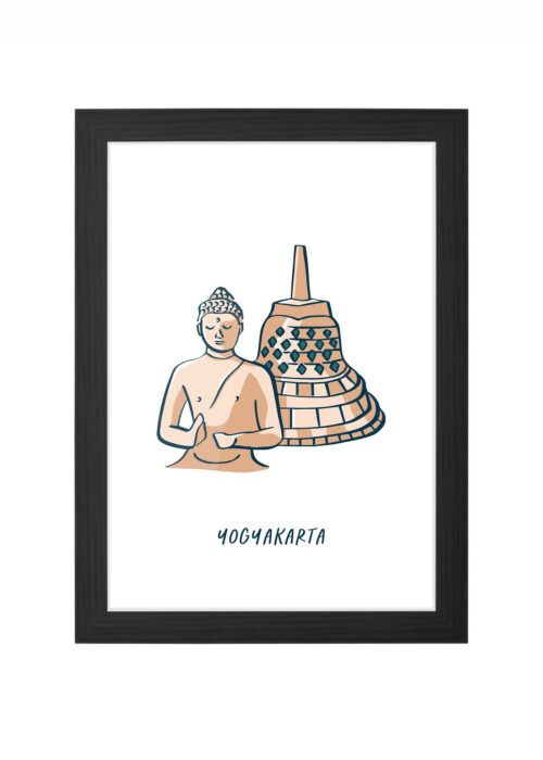 borobudur yogyakarta poster ingelijst in zwarte lijst