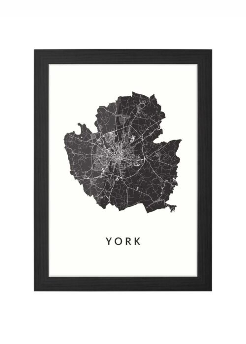 york kaart poster ingelijst in zwarte lijst