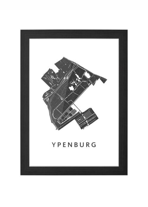 ypenburg kaart poster ingelijst in zwarte lijst