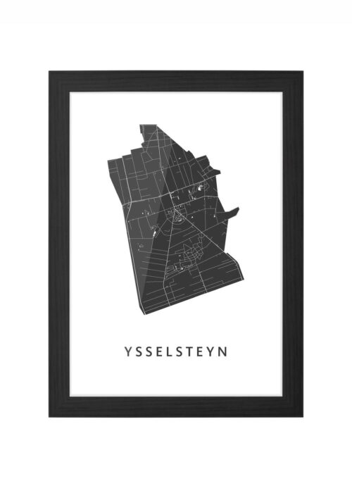 ysselsteyn kaart poster ingelijst in zwarte lijst