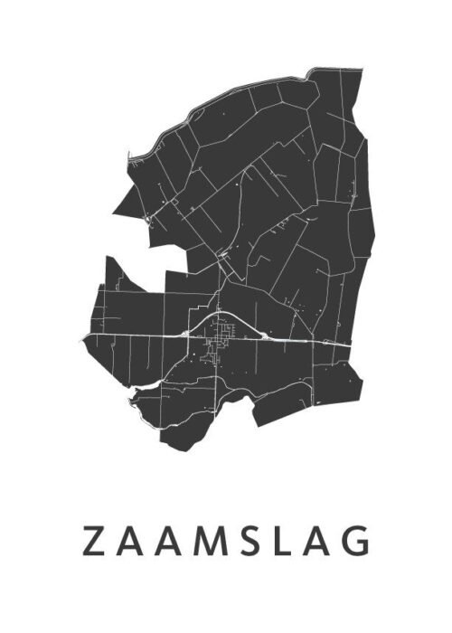 Zaamslag White Stadskaart Poster | Kunst in Kaart