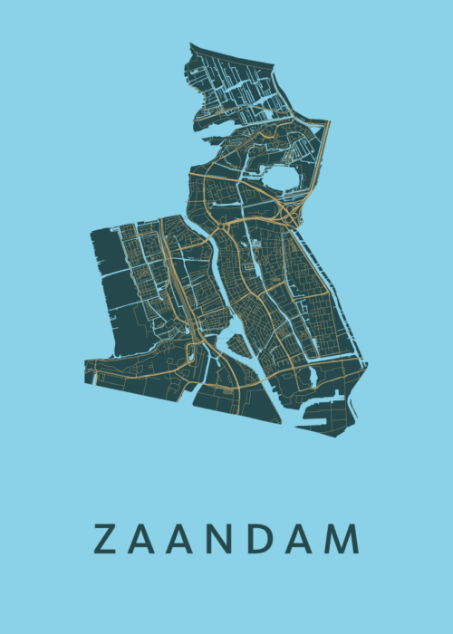 Zaandam Stadskaart - Azure poster