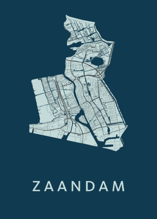 Zaandam Stadskaart - Navy poster