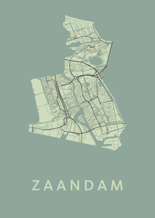 Zaandam Stadskaart - Olive poster